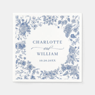 Victorian Dusty Blue French Garden Floral Wedding Napkin