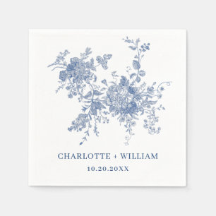 Victorian Dusty Blue French Garden Floral Wedding Napkin