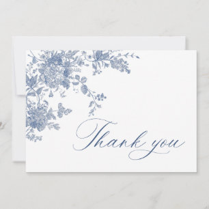 Victorian Dusty Blue French Garden Floral Wedding Thank You Card