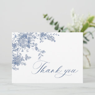 Victorian Dusty Blue French Garden Floral Wedding Thank You Card