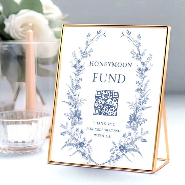 Victorian Dusty Blue French Garden Honeymoon Fund Poster (Creator Uploaded)