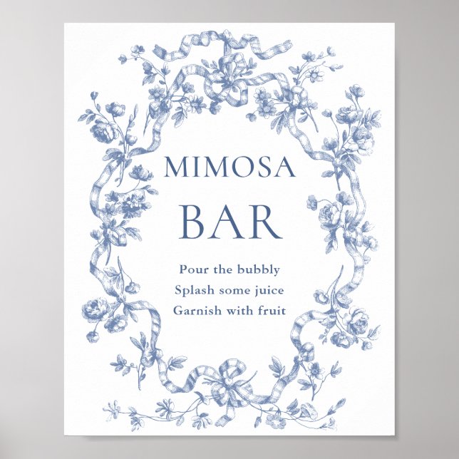 Victorian Dusty Blue French Garden Mimosa Bar Sign (Front)