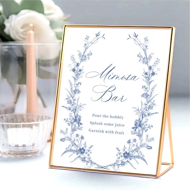 Victorian Dusty Blue French Garden Mimosa Bar Sign (Creator Uploaded)