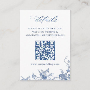 Victorian Dusty Blue French Garden QR code Details Enclosure Card