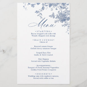 Victorian Dusty Blue French Garden Wedding Menu