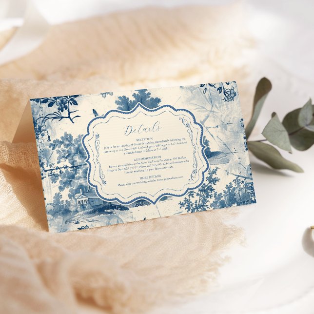 Victorian Dusty Blue French Toile Wedding Enclosure Card (Creator Uploaded)