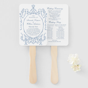 Victorian Dusty Blue Wedding Ceremony Program Hand Fan