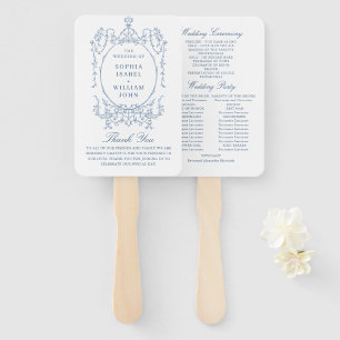 Victorian Dusty Blue Wedding Ceremony Program Hand Fan