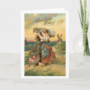 Victorian Dutch Girl Easter Greeting Card