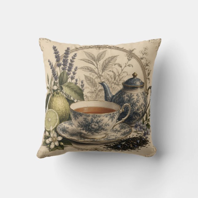 victorian earl grey throw pillow  (Back)
