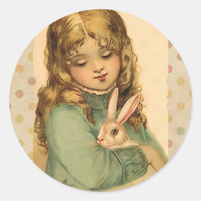 Victorian Easter Card Classic Round Sticker (Front)