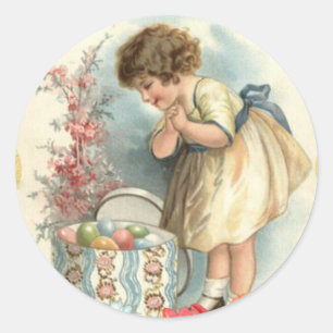victorian easter eggs classic round sticker