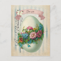 Victorian Easter Flower Egg Holiday Postcard