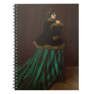 Victorian Elegance Green Striped Gown Art Notebook