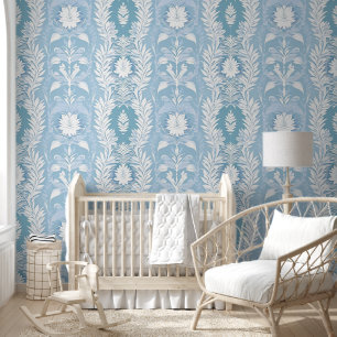 Victorian Elegance in Soft Blue Wallpaper