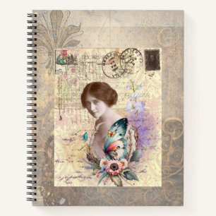 Victorian Elegance Vintage Lady Collage Notebook