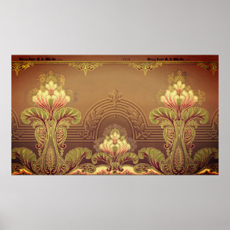 Victorian elegant floral frieze poster