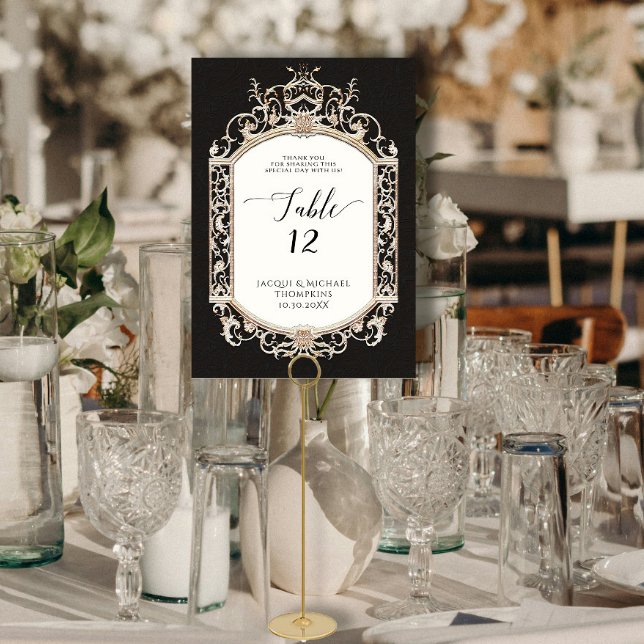 Victorian Elegant Formal Black and Gold Reception Table Number (Creator Uploaded)