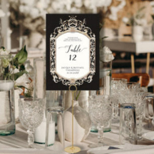 Victorian Elegant Formal Black and Gold Reception Table Number