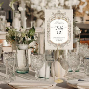 Victorian Elegant Formal Ivory Ecru Gold Reception Table Number