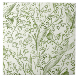 Victorian Elegant Lilly of the Valley Pattern  Ceramic Tile
