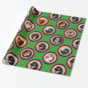 VICTORIAN ENAMELS /MINIATURE DOG PORTRAITS,Green Wrapping Paper