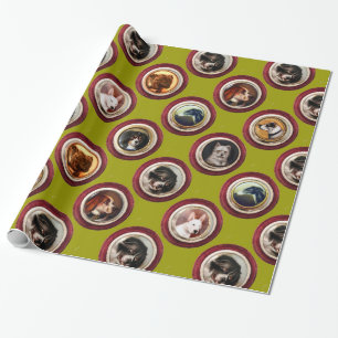 VICTORIAN ENAMELS /MINIATURE DOG PORTRAITS,Green Wrapping Paper