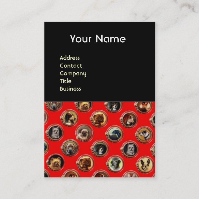 VICTORIAN ENAMELS /MINIATURE DOG PORTRAITS,Red Business Card (Front)