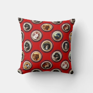 VICTORIAN ENAMELS /MINIATURE DOG PORTRAITS Red Cushion