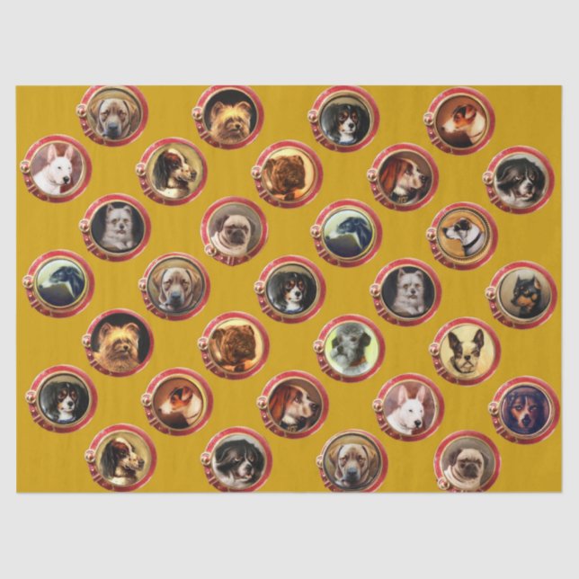 VICTORIAN ENAMELS /MINIATURE DOG PORTRAITS Yellow Tissue Paper (Front)