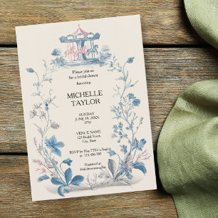 Victorian Enchanted Garden Elegant Carousel Bridal Invitation