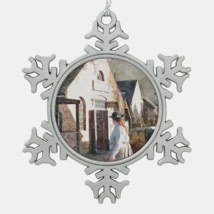 VICTORIAN ENGLAND SNOWFLAKE PEWTER CHRISTMAS ORNAMENT