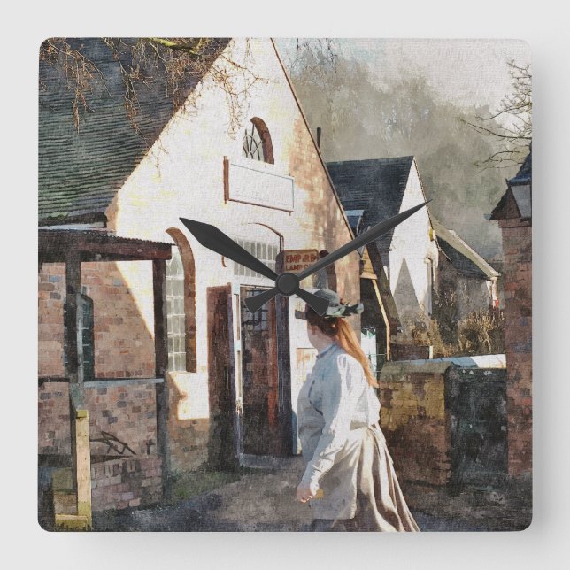 VICTORIAN ENGLAND SQUARE WALL CLOCK (Front)