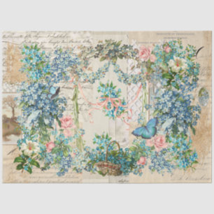 Victorian Ephemeral Forget-Me-Not Collage 2 Tissue Paper