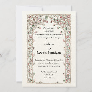 Victorian Era 1845 Gothic Style Border Wedding Invitation