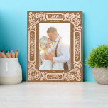 Victorian Era 1850 Rose Floral Border Etched Frames<br><div class="desc">This etched wooden frame was derived from an antique Victorian era 1850 rose floral border print. You can easily personalise the text in this design template.</div>