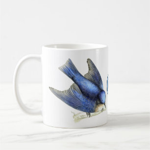 Victorian Era 1851 Bluebird Art & Monogram Coffee Mug