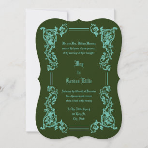 Victorian Era 1851 Elegant Floral Border Wedding Invitation