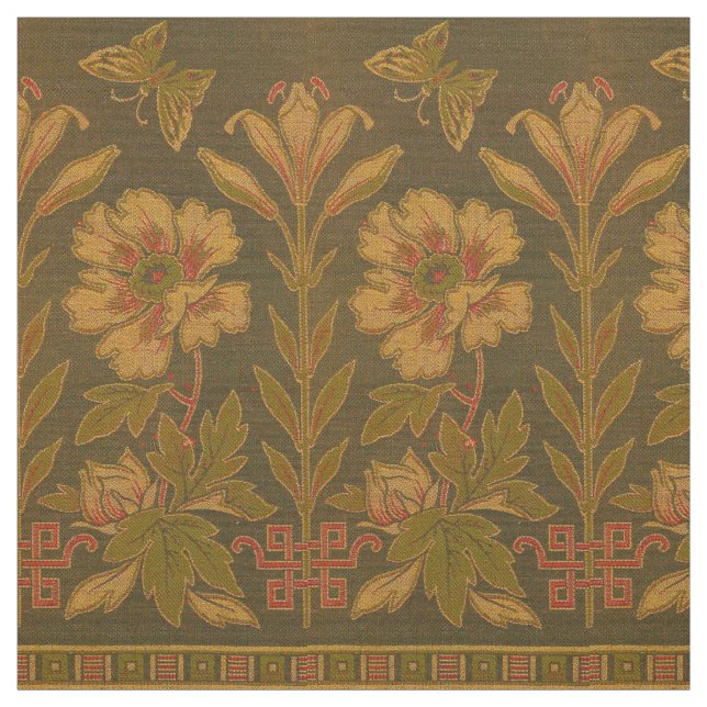 Victorian Era 1870 Butterflies & Flowers Pattern Fabric (Swatch)