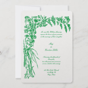 Victorian Era 1874 Botanical Floral Border Wedding Invitation