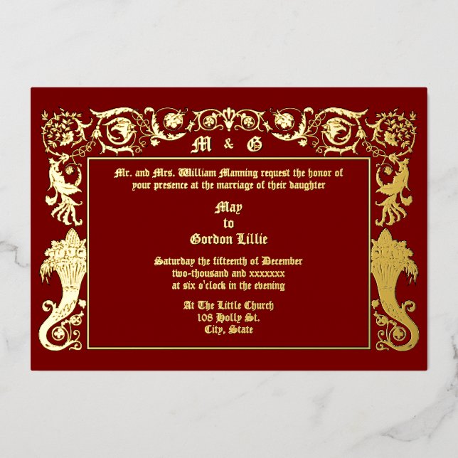 Victorian Era 1890 Cornucopias Foliage Wedding (Front)