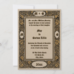 Victorian Era 1896 Art Nouvea Floral Wedding Invitation