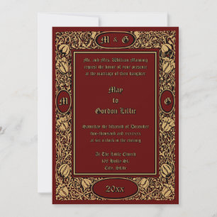 Victorian Era 1896 Art Nouvea Floral Wedding Invitation
