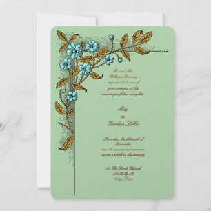 Victorian Era 1896 Botanical Floral Vine Wedding Invitation