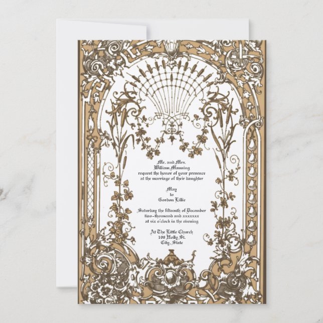 Victorian Era 1897 Baroque Rococo Altar Invitation (Front)