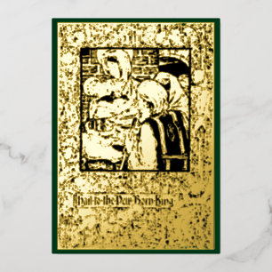 Victorian Era 1898 Art Nouveau Christmas Nativity Foil Holiday Card