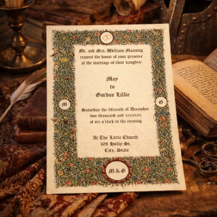 Victorian Era 1899 Mediaeval Style Wedding Invitation