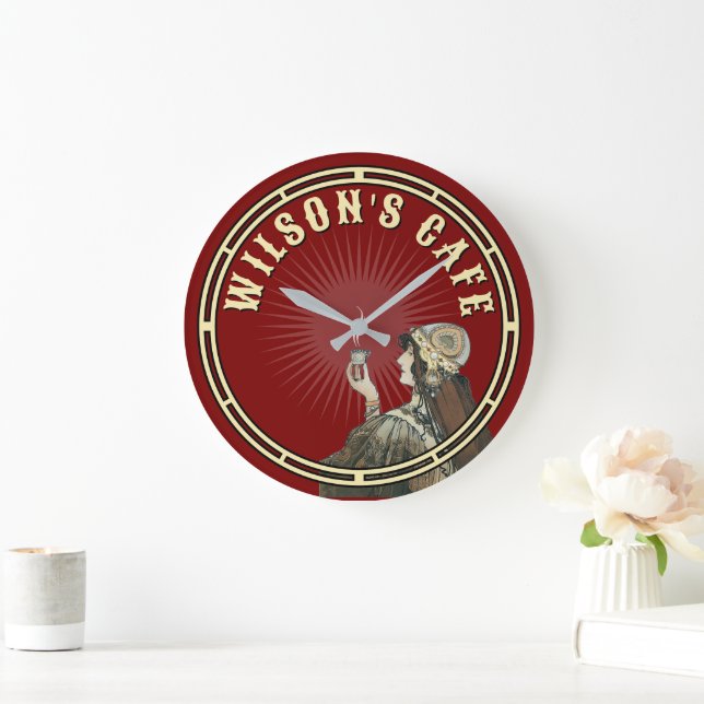 Victorian Era Art Nouveau Coffee Cafe Large Clock (Home)