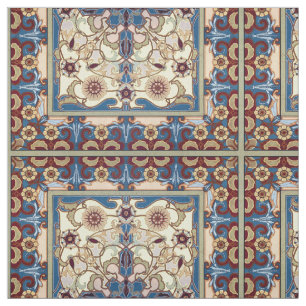 Victorian Era Art Nouveau Dragonfly Floral Pattern Fabric