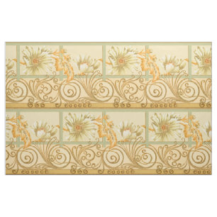 Victorian Era Art Nouveau Floral Scroll Frieze Fabric